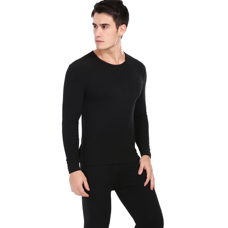 Men's Seamless Ultra-Thin Autumn/Winter Thermal Underwear Set, Round Neck, Large Size