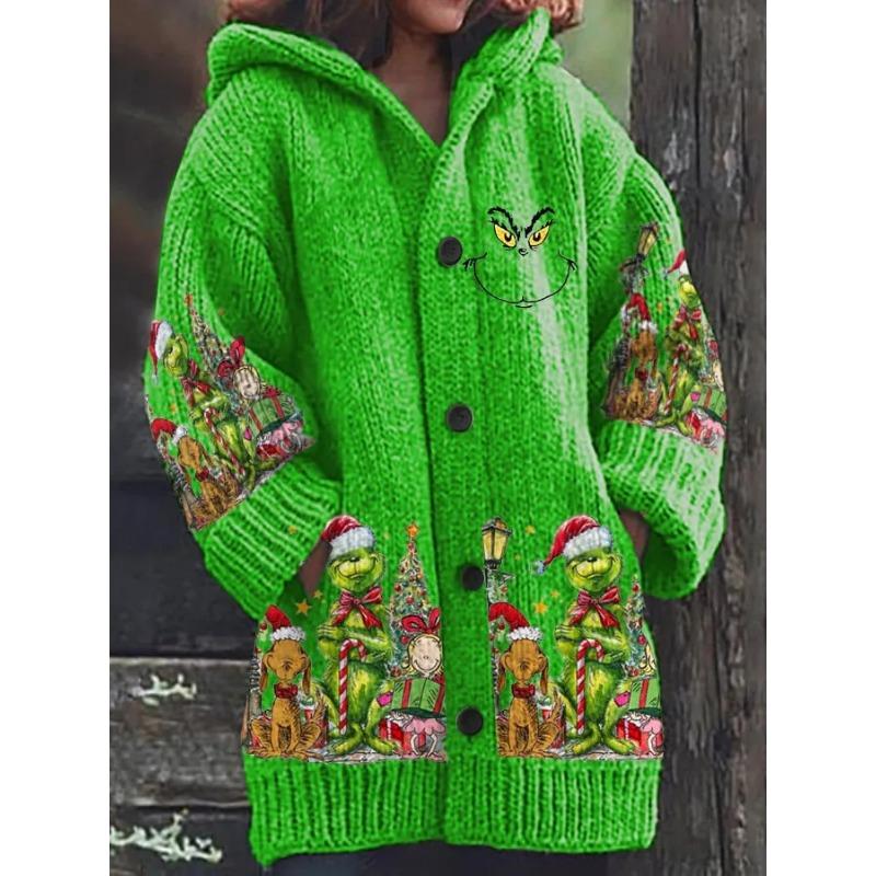 S-5XL for 2025 New 3D Printed Autumn and Winter Jacket Thickened Hooded Cardigan Sweater