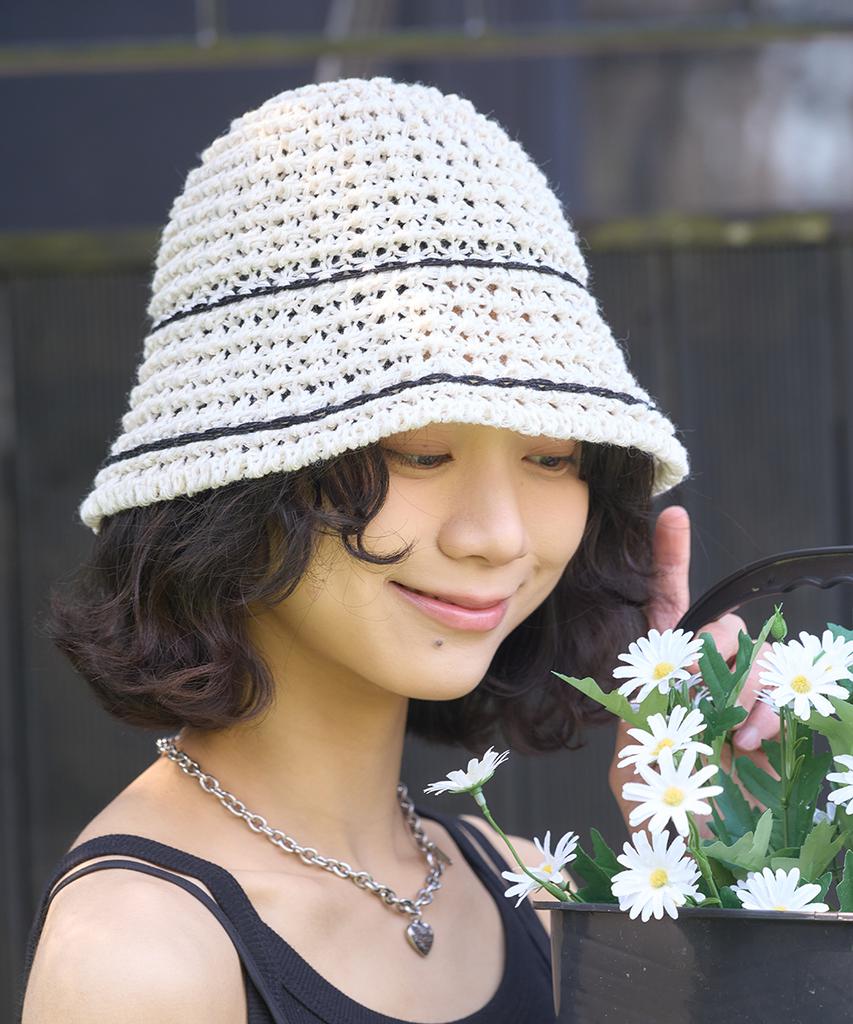 THE GREEN LAB Summer Crochet Knit Bucket Hat [Ivory]