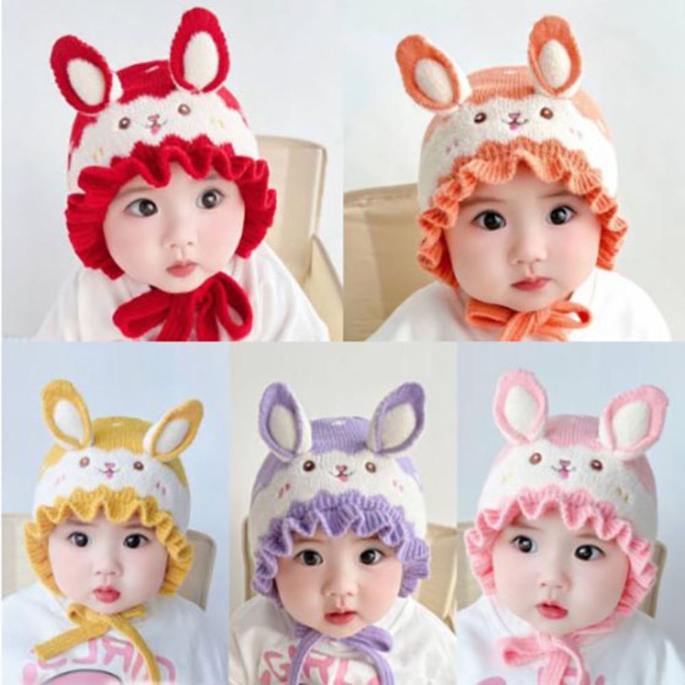 Windproof Baby Knitted Woolen Hat Warm Girl's Ear Protection Cap Cute Baby Hat