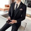 Men's Slim Fit Striped Three-Piece Suit for Wedding or Business Wear
