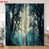2Pcs Curtains Forest Canopy With Bare Trees And Mist Window Drapes for Bedroom Room Decor Decoration Window Treatment.
