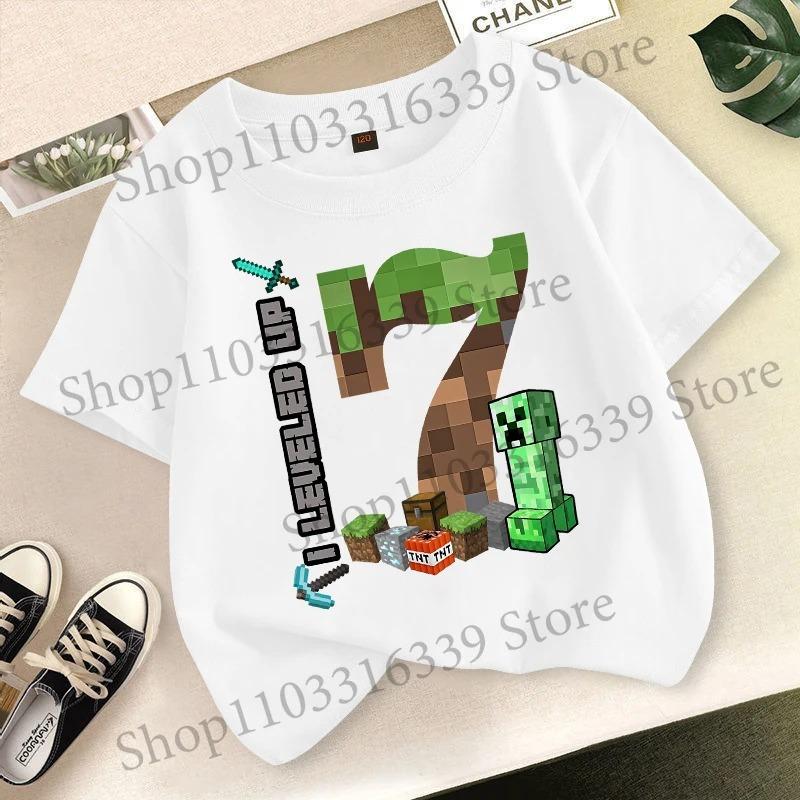 Birthday Number T-shirt Party Supplies Gift Minecrafted Cartoon Children Clothes Boy Tops Summer Short Sleeve round neck Tees
