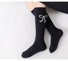 3pairs Girls' Knee-high Slouch Socks Black White Gray Bow Spring Stackable Tights For Kids 3-12Y Children Casual School Sockens