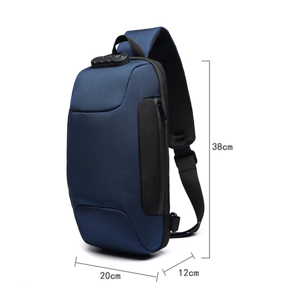 Anti Theft Sling Bag Travel Crossbody Sling Ryggsekk Brystvesker med USB-ladeport Dagsekk