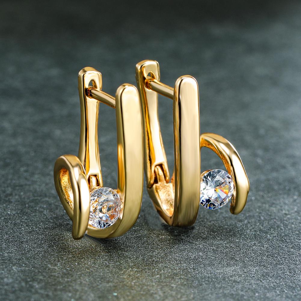 

Модные серьги золотого цвета с геометрическим рисунком для женщин, белые циркониевые серьги для свадебной вечеринки, зажимы для ушей невесты, ювелирные изделия на день Святого Валентина золотой