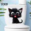 Süße Tier Wandkunst Halloween Zunge raus Schwarze Katze Toilettendeckel Aufkleber, Cartoon Kätzchen Dekoratives Badezimmer Zubehör Aufkleber, Wasserdicht
