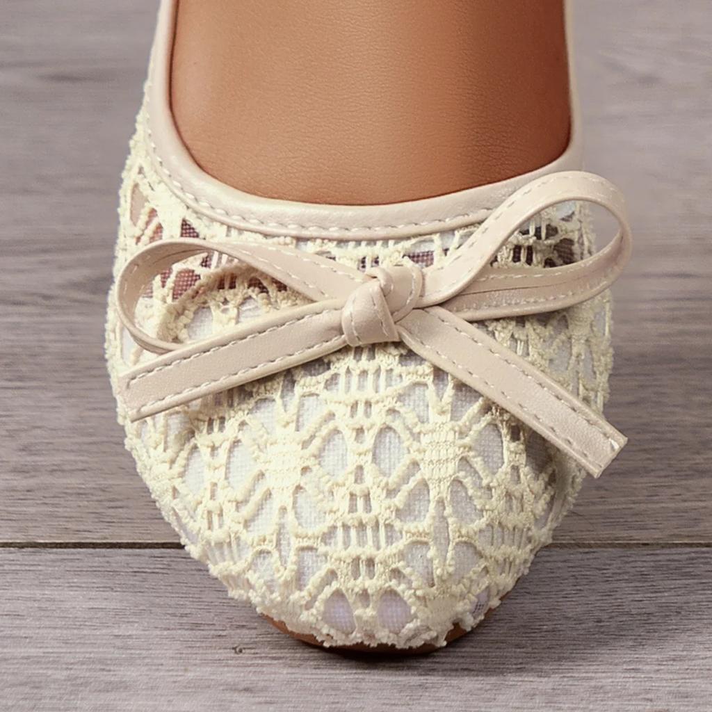 2025 New Women Flats Shoes Summer Ballet Flats Bow Women Shoes Slip on Sweet Hollow Flat Shoes Female Zapatos De Mujer
