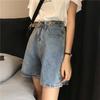 Five-point Jeans Women's Summer Thin Loose Wide-leg Medium Pants Large Size Thin Characters High Waist Straight Shorts