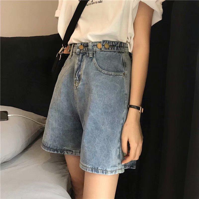 Five-point Jeans Women's Summer Thin Loose Wide-leg Medium Pants Large Size Thin Characters High Waist Straight Shorts