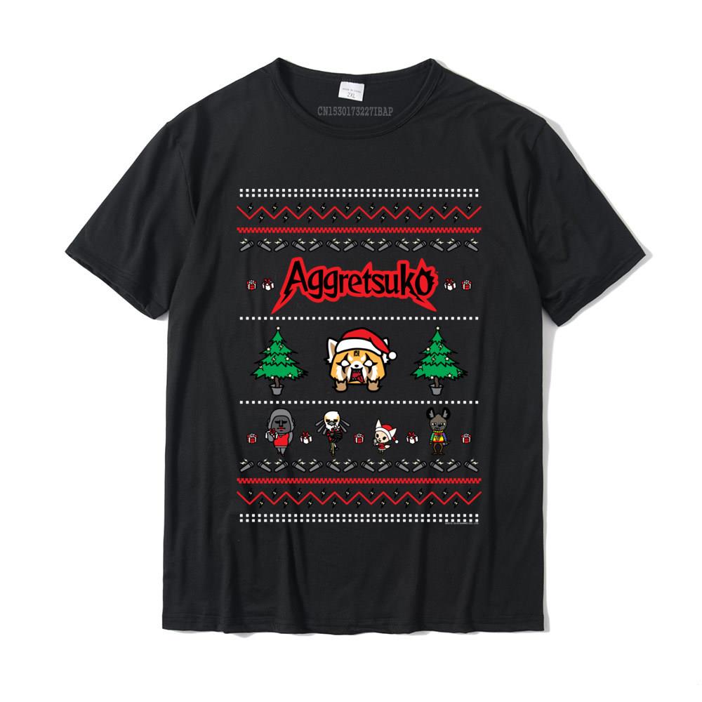 Aggretsuko Ugly Christmas Sweater Rage Short Sleeve Shirt Customized Tops Shirt Cotton Unisex T Shirts Customized Retro