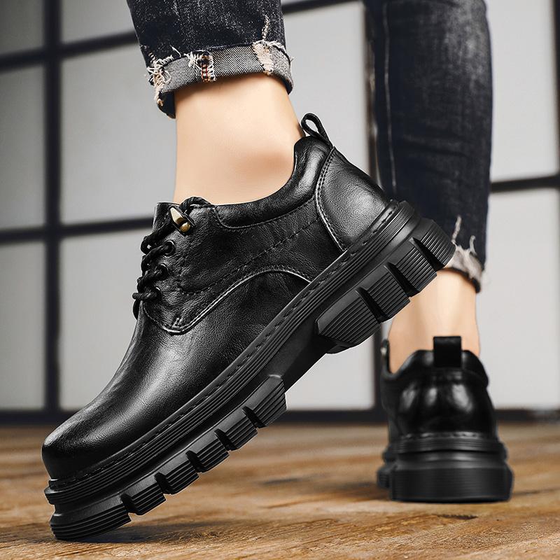 Fashion Thick soled men's leather shoes Leisure Business British Style Dress up party high-quality Adult Classic Black shoes Hot New