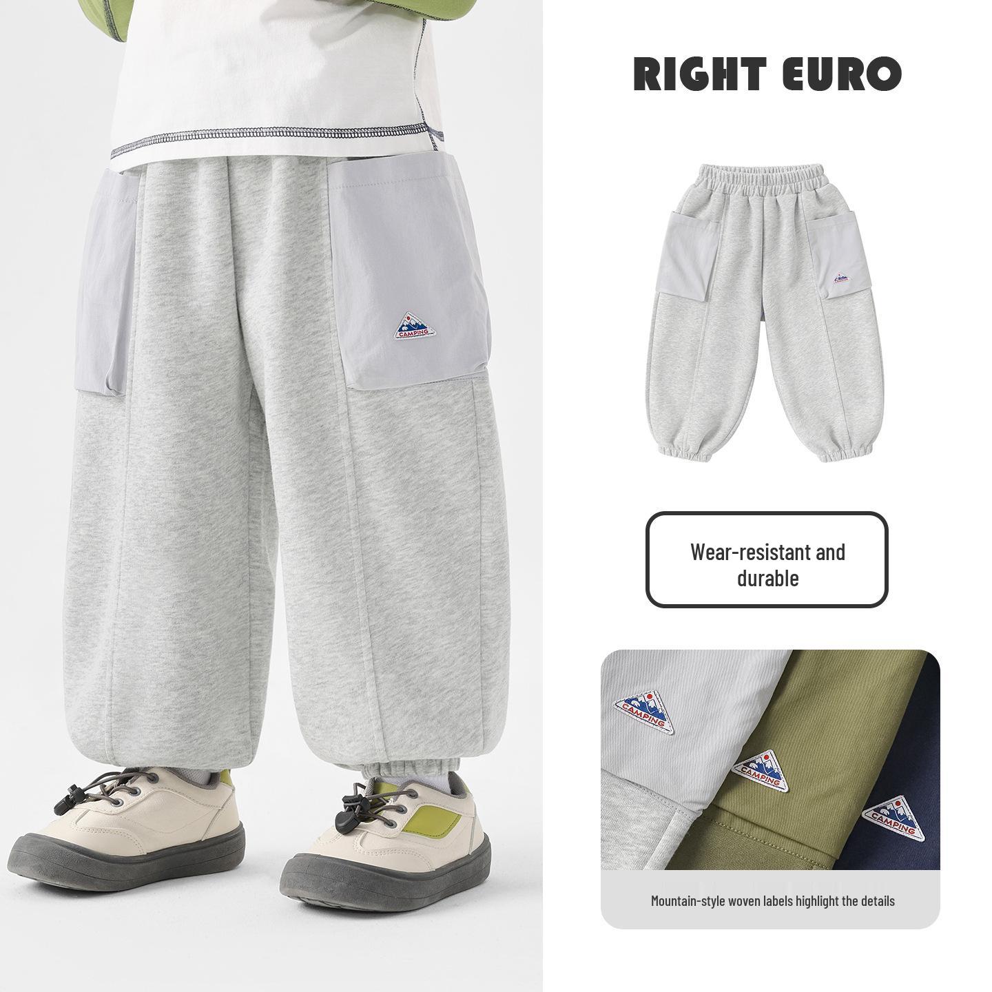 

Trendy European Boys Sports Sweatpants, Spring/Autumn 2026 Collection - Long Pants for Kids, Babies, and Toddlers 100 cm хізер сірий колір