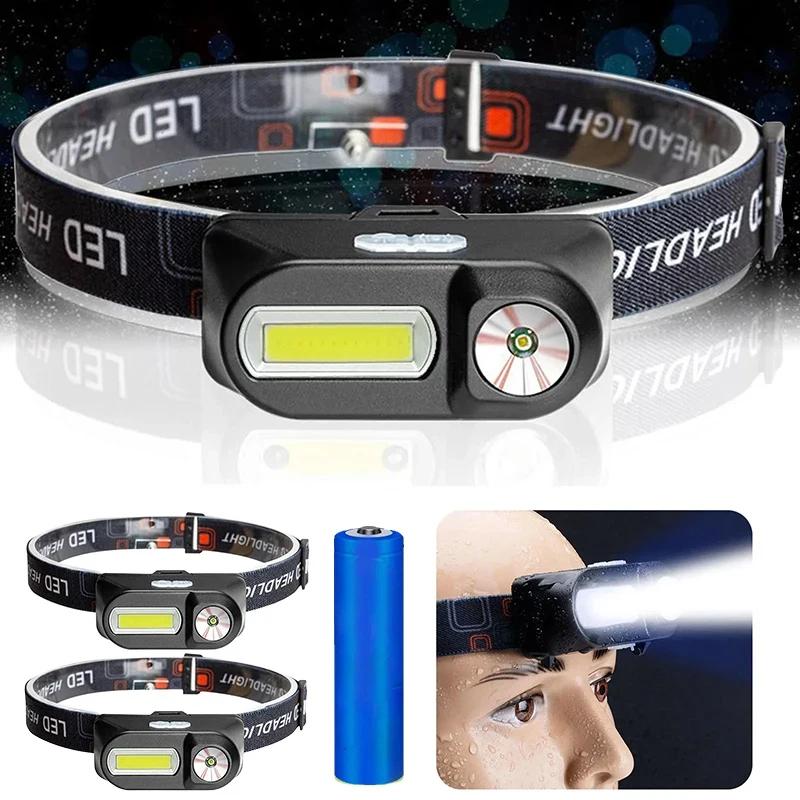 Powerful Portable XPE+COB Headlamp LED Head Flashlight Type-C Rechargeable Outdoor Waterproof Fishing Camping Hiking Headlight