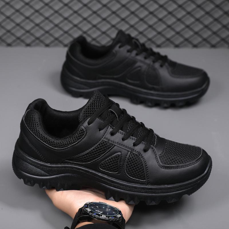 Black Breathable Non-Slip Training Shoes with Thick Wear-Resistant Sole for Outdoors, Running, and Couples
