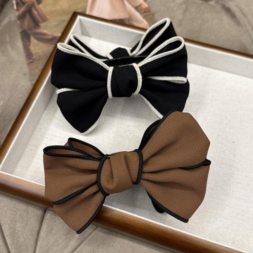 Pinces à cheveux en forme de nœud pour femmes, double face, grandes pinces à cheveux en satin massif, accessoires pour cheveux, barrettes de requin Q2X7