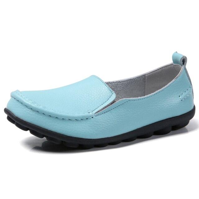 Women Flat Shoes Woman Soft Casual Shoes Leather Flats Ladies Shoes Femme Slip On Loafers Plus Size