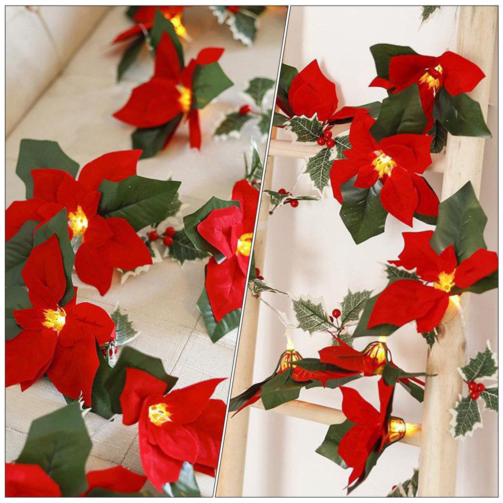 Fairy LED String Lights Maple Leaf Red Berry Ivy Vine Wreath Garland Light For Xmas Wedding Home Courtyard Indoor Party Romantic Atmosphere Decoration
