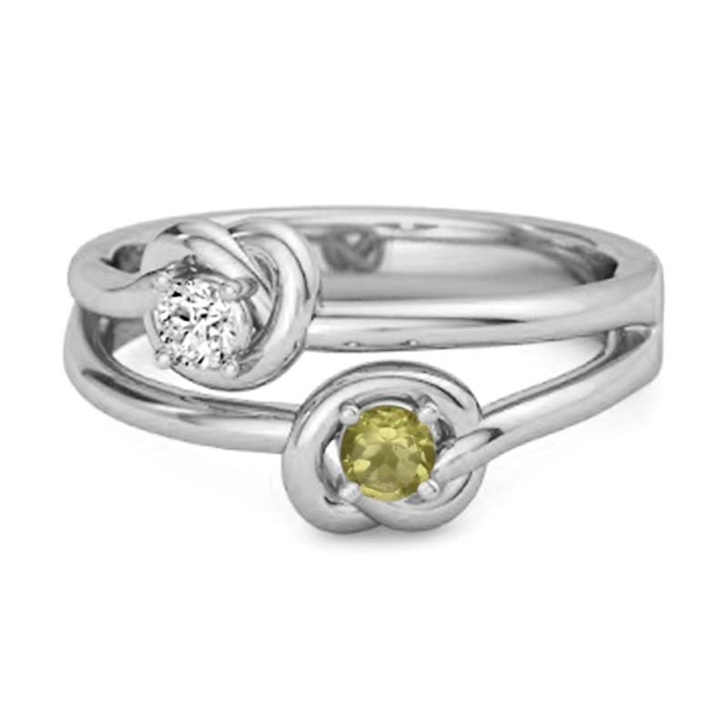 Peridot Infinity Knot Bypass Ring - 925 Sterling Silver 8