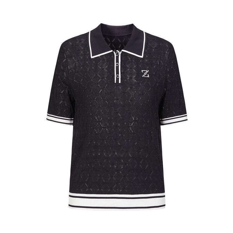 JUZUI Women's Colorblock Polo Short Sleeve Knit Top