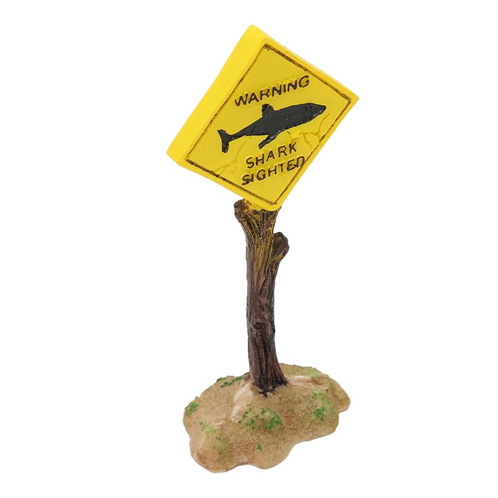 Shark Warning Board Aquarium Decoration Funny Resin Fish Tank Ornaments for All Kinds of Landscaping