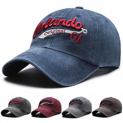 Letter Baseball Cap Women Vintage Washed Denim Men's Spring Summer Hat