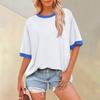 Women Summer Fashion Solid Color T Shirts Loose Scoop Neck Short Sleeve Tops Blouse