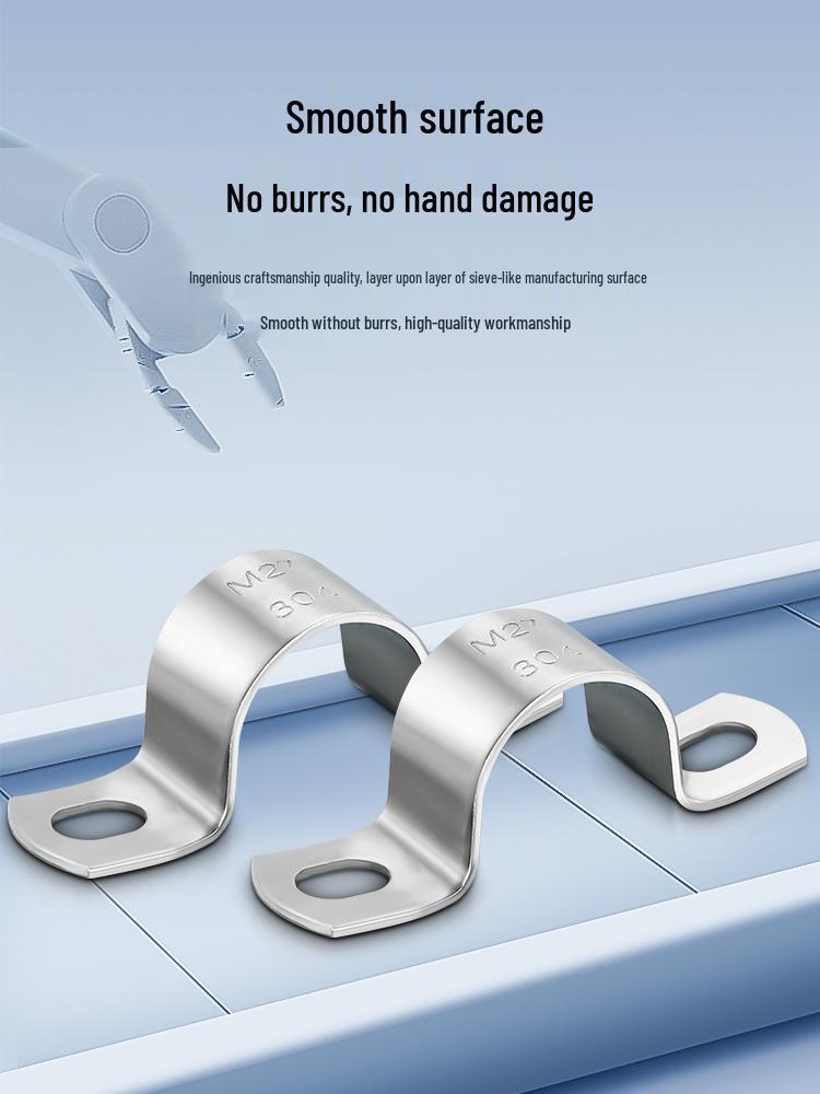 U-Shaped 304 Stainless Steel Saddle Clamp with Rubber Strip for Pipes and Cables