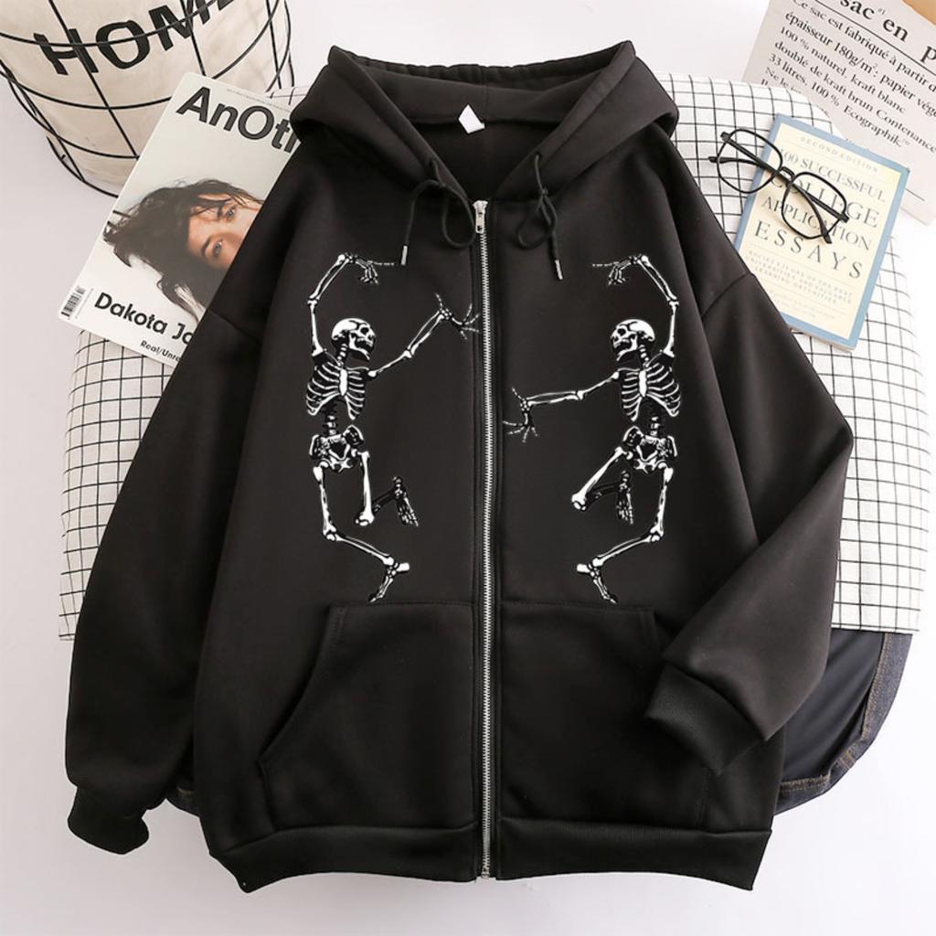 Women's Hooded Zip Up Loose Fit Long Sleeve Printed Butterfly Casual Cardigan Sweatshirt Jacket