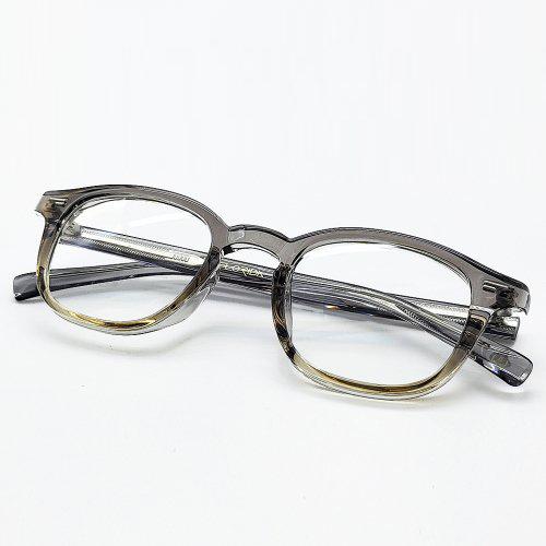 Lapeullolida Line Transparent Gray Two-Tone Horn-Rimmed Glasses