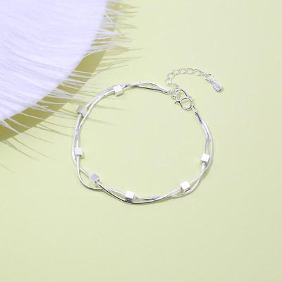Korean Style Double-Layer Square Bracelet for Female Students - Simple, Elegant Mori Retro Design