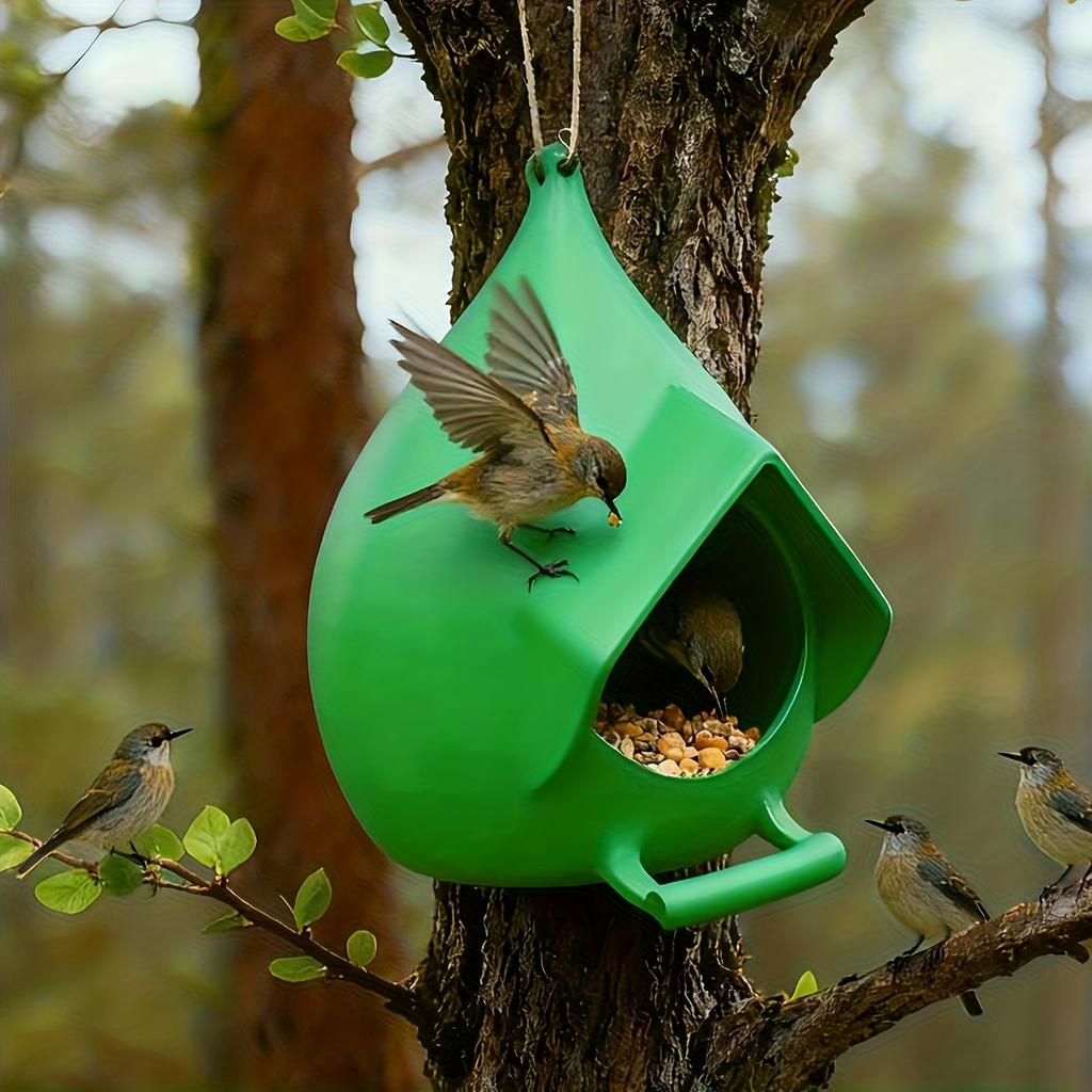 Creative Small Bird Feeder Outdoor Can Waterproof and Drainage Bird Feeder Outdoor Courtyard Wild Forest Eaves Feeders for Birds