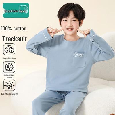 Bingxue Mian Boys' Pure Cotton Long Sleeve Pajama Set