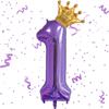 Purple 1 Balloon 40 Inch,Giant Number 1 & Mini Crown Balloons Set for Girl Boy 1st Birthday Party Decorations,Purple Birthday Party Decorations