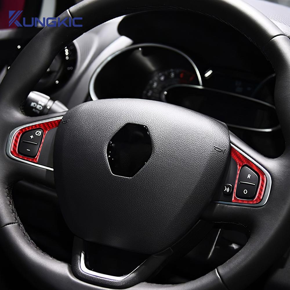 Car Steering Wheel Button Frame Panel Sticker LHD RHD For Renault Clio 3 2013 2014 2015 2016 2017 2018 Real Soft Carbon Fiber