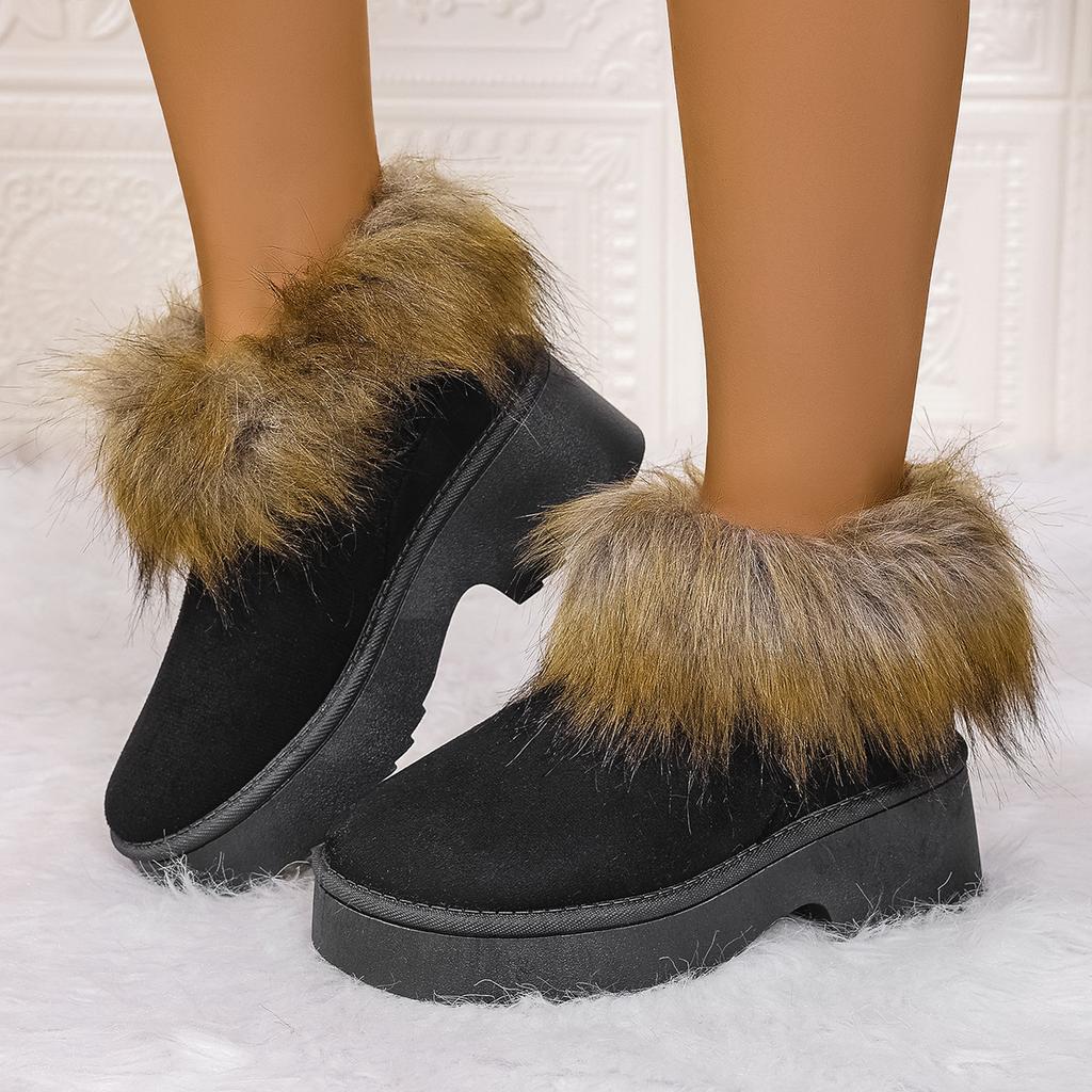 Fashion Winter 2026 New Style Round Head Women Snow Boots with Warm and Comfortable Non-slip Suede Wool Thick Soled Female Cotton Boots