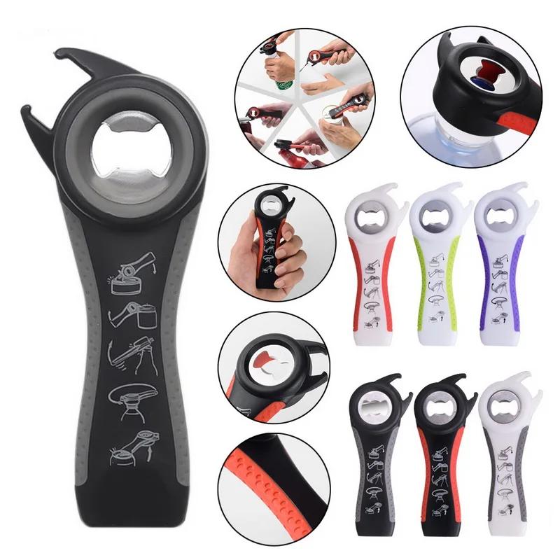 5 In 1 Multi-function Bottle Opener Stainless Steel Can Bottle Open Plastic Jar Opener Beer Good Kitchen Tools For Bartender