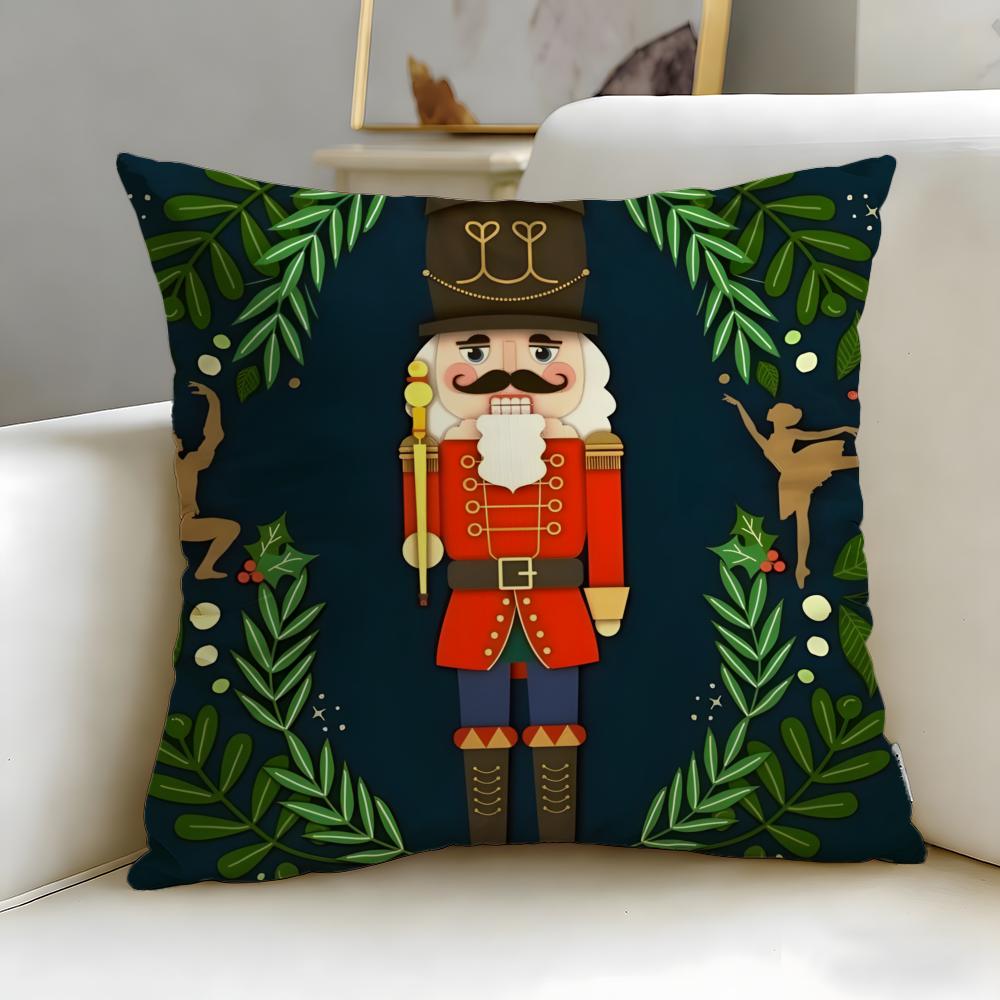 classic doll Nutcracker Doll Cushion Cover Soft  EasyWash Pillow Case  Versatile for Couch Bed Travel and Office