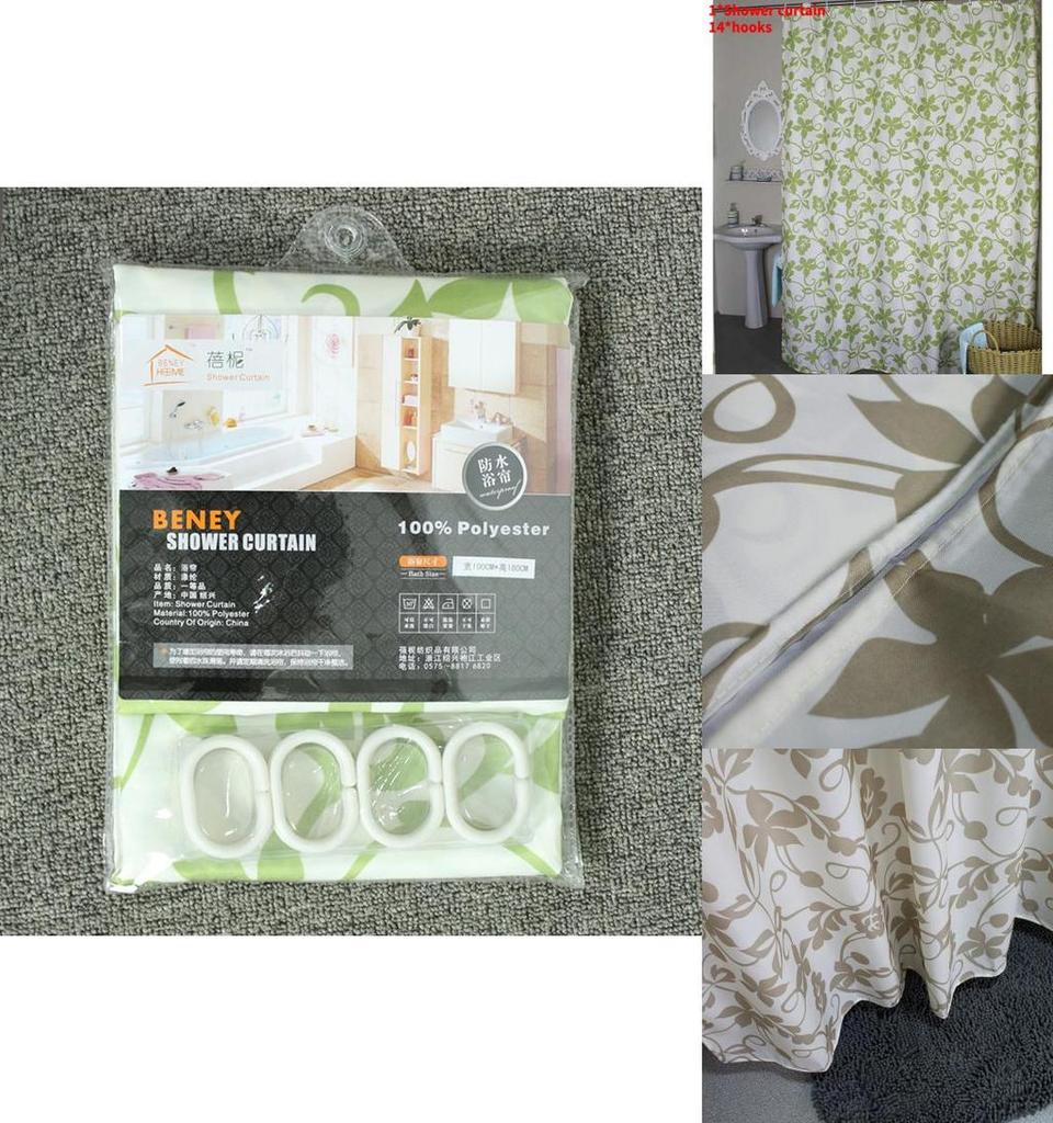 Modern Polyester Waterresistant Floral Botanical Shower Curtain For Home Bathroom Decor
