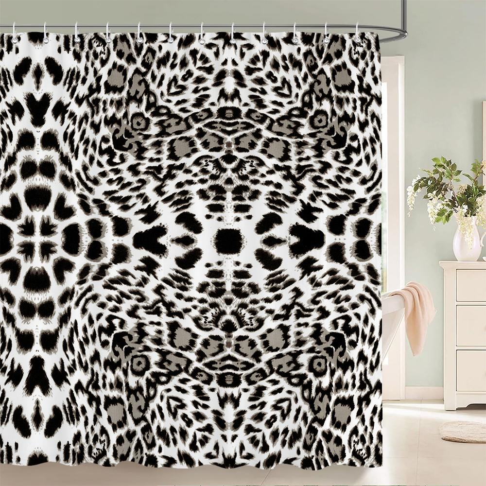 Sexy Leopard 3D Duschvorhänge Wasserdichtes Gewebe Geometrische Blume Badezimmervorhang Mit Haken Dekor 180*200cm Badewannen-Bildschirm
