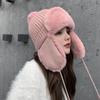 Lei Feng lue dame vinter ull trend plus fleece strikket lue varm og søt og søt ørepropper Kald ull lue