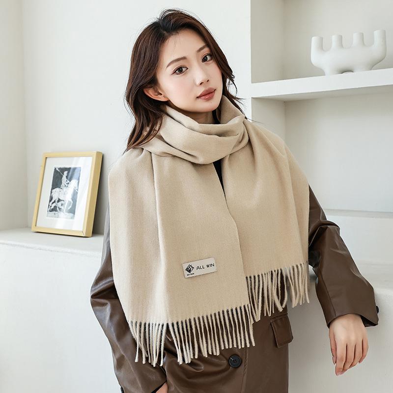 Winter wool simple and versatile scarf solid color women's autumn and winter warm fashion temperament wool shawl