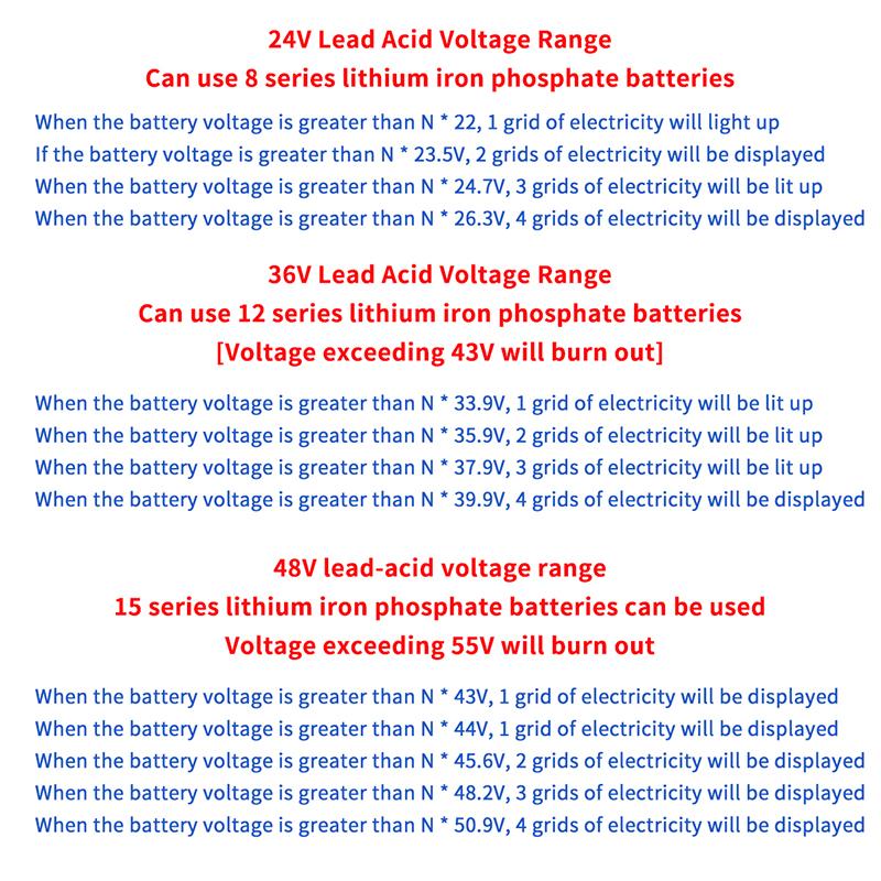 Two-Line Electric Vehicle Voltage Meter, Battery, Battery Charge Percentage Display Meter