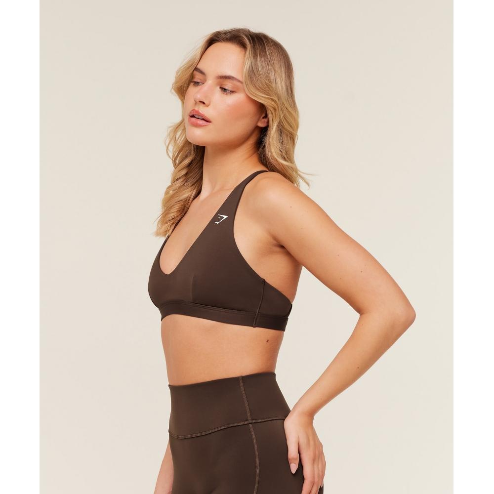 Gymshark Flow Light Support Sports Bra Archive Brown B4c1u Nby8