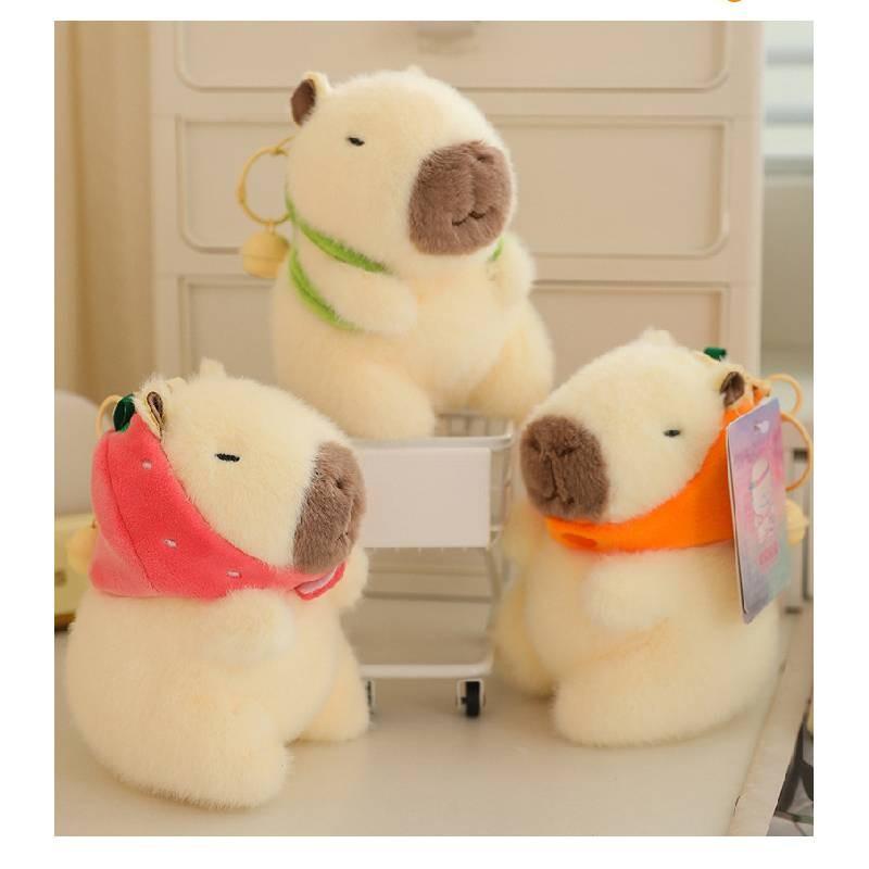 Hat Strawberry Persimmon Capybara Plush Pendant Keychain Decoration Backpack