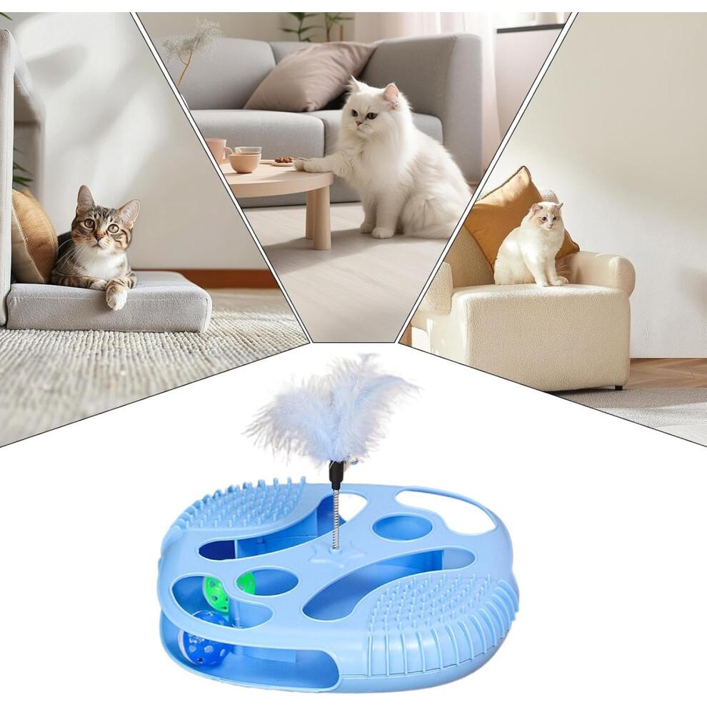 Interactive Cat Ball Track Toy with Feather Spring and Bell, MultiLevel Play Tower