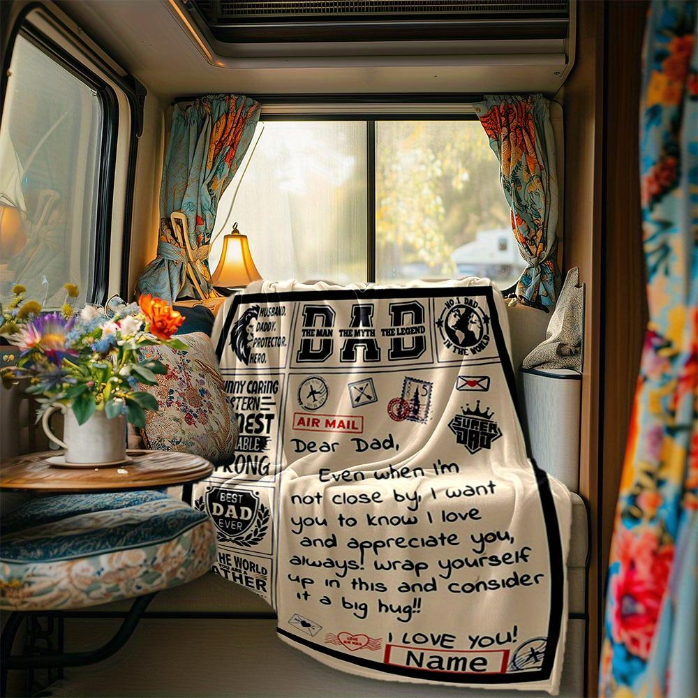 Dad'S Love Blanket Personalized Name Soft Comfortable Stylish Blanket Car Blanket Perfect For Travel Camping Outdoor Home Suitable For All Seasons