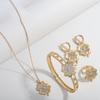 2026 Four-piece Necklace Set Zircon Collarbone Chain Women's Four-leaf Clover Jewelry Collarbone Chain Set