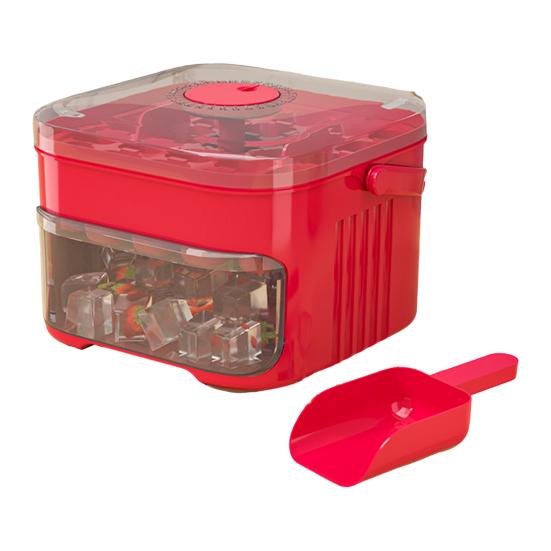 Ice Cube Mold with Lid And Ice Shovel Stackable Double Layer Ice Tray Pull-Out Ice Drawer Ice Cube Maker for Cocktail Whiskey