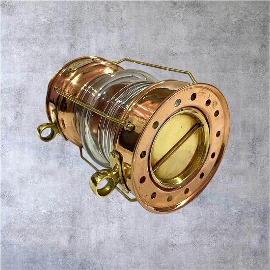 Nautical Copper Lantern with Brass Finish  Marine Ship Oil Lamp for Coastal Home Decor